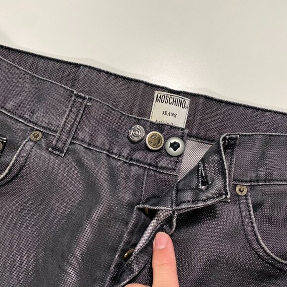 Vintage Moschino Lightweight Straight Leg Shining Jeans Gray men's size 33x28 - Picture 4 of 10